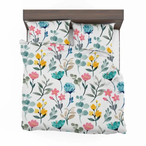 Watercolor Colorful Flowers Bedding Set 2