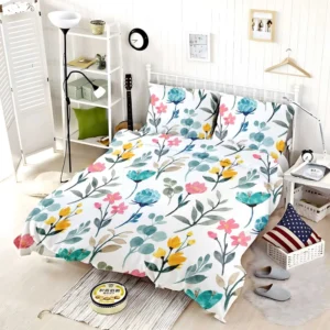 Watercolor Colorful Flowers Bedding Set