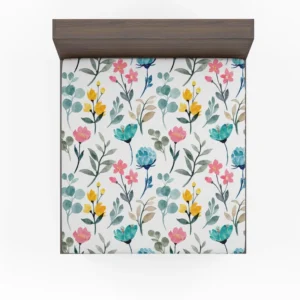 Watercolor Colorful Flowers Fitted Sheet