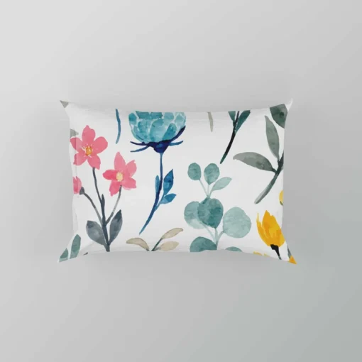 Watercolor Colorful Flowers Pillow Case