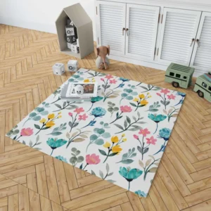 Watercolor Colorful Flowers Rug 1