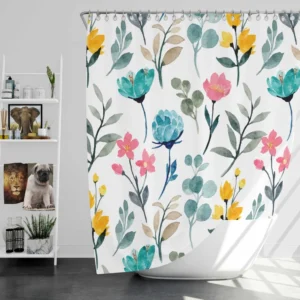 Watercolor Colorful Flowers Shower Curtain