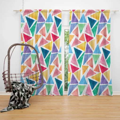 Watercolor Colorful Triangle Curtain