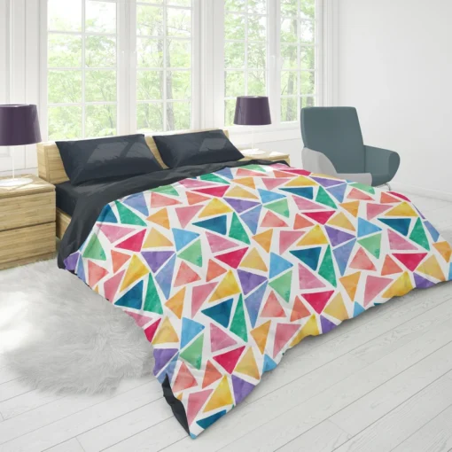 Watercolor Colorful Triangle Duvet Cover 1