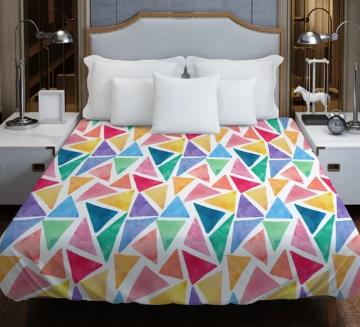 Watercolor Colorful Triangle Duvet Cover