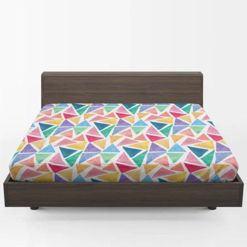 Watercolor Colorful Triangle Fitted Sheet 1