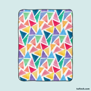 Watercolor Colorful Triangle Fleece Blanket 1