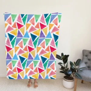 Watercolor Colorful Triangle Fleece Blanket