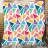 Watercolor Colorful Triangle Quilt Blanket