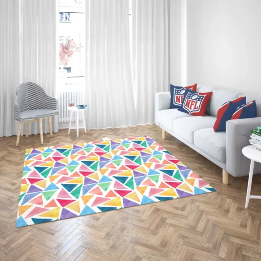 Watercolor Colorful Triangle Rug 2