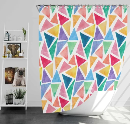 Watercolor Colorful Triangle Shower Curtain