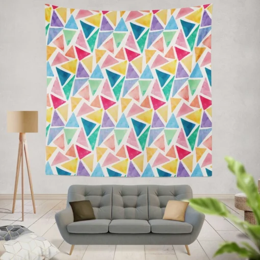 Watercolor Colorful Triangle Wall Tapestry