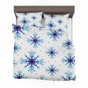 Watercolor Dark blue To Light Blue Snowflakes Bedding Set 2