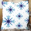 Watercolor Dark blue To Light Blue Snowflakes Quilt Blanket