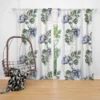 Watercolor Floral Pattern in Light Indigo Blue Curtain