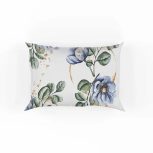 Watercolor Floral Pattern in Light Indigo Blue Pillow Case