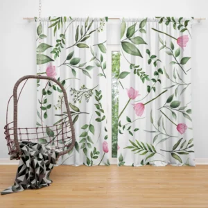 Watercolor Floral Seamless Pattern Curtain