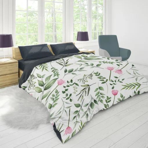 Watercolor Floral Seamless Pattern Duvet Cover 1