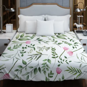 Watercolor Floral Seamless Pattern Duvet Cover