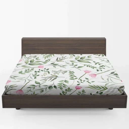 Watercolor Floral Seamless Pattern Fitted Sheet 1