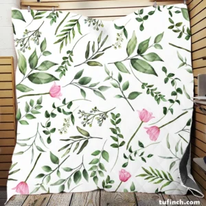 Watercolor Floral Seamless Pattern Quilt Blanket