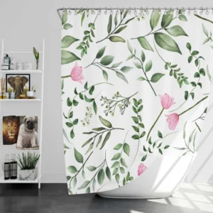 Watercolor Floral Seamless Pattern Shower Curtain