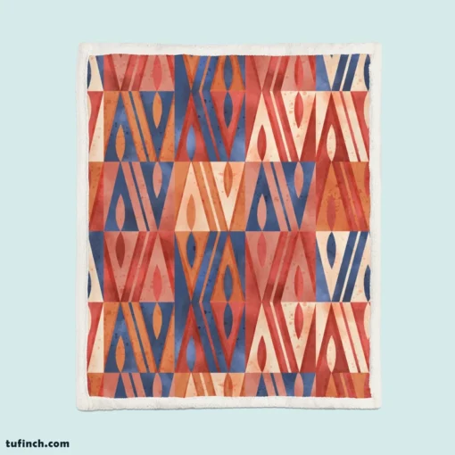 Watercolor Geometric Background Sherpa Fleece Blanket 1