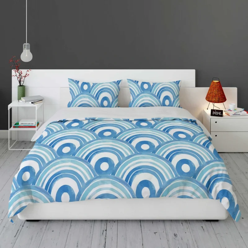 Watercolor Japanese Wave Design Bedding Set 1