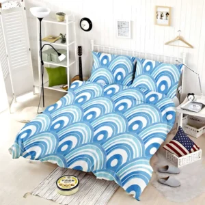 Watercolor Japanese Wave Design Bedding Set