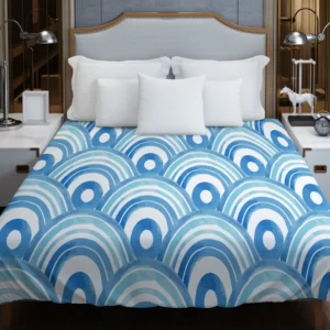 Watercolor Japanese Wave Design Duvet Cover