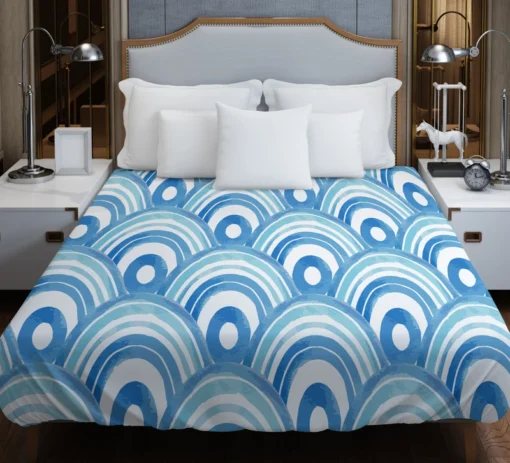 Watercolor Japanese Wave Design Duvet Cover