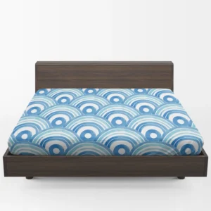 Watercolor Japanese Wave Design Fitted Sheet 1