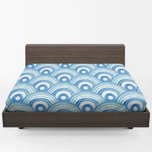 Watercolor Japanese Wave Design Fitted Sheet 1