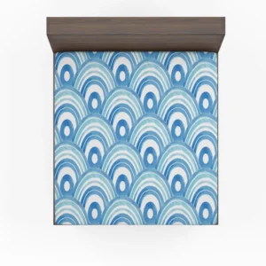 Watercolor Japanese Wave Design Fitted Sheet