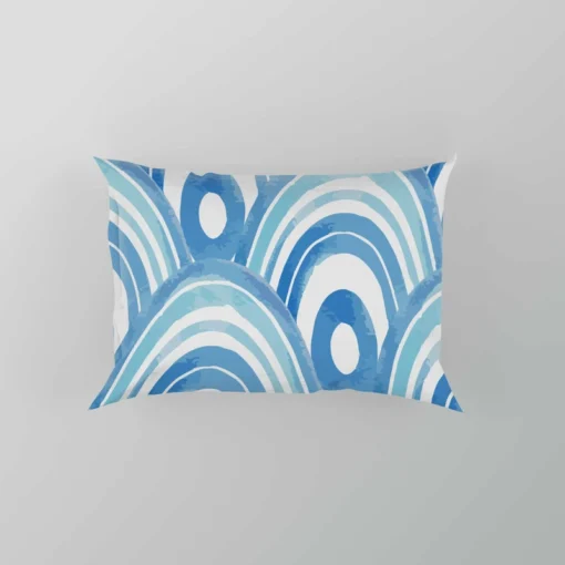 Watercolor Japanese Wave Design Pillow Case