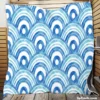 Watercolor Japanese Wave Design Quilt Blanket