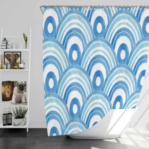 Watercolor Japanese Wave Design Shower Curtain