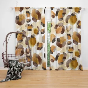 Watercolor Leopard Pattern Design Curtain