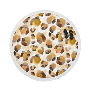 Watercolor Leopard Pattern Design Round Beach Towel