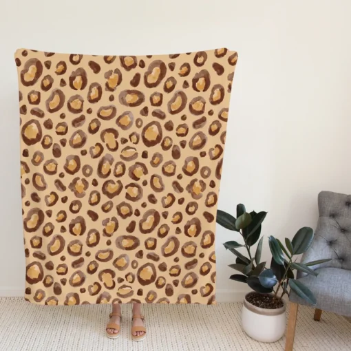 Watercolor Leopard Skin Animal Print Fleece Blanket