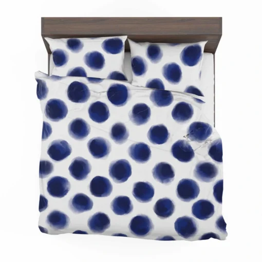 Watercolor Navy Blue Polka Dots Bedding Set 2