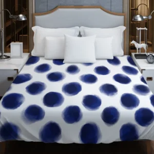 Watercolor Navy Blue Polka Dots Duvet Cover