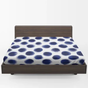 Watercolor Navy Blue Polka Dots Fitted Sheet 1