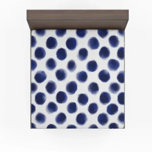 Watercolor Navy Blue Polka Dots Fitted Sheet