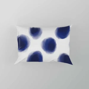 Watercolor Navy Blue Polka Dots Pillow Case