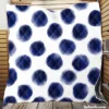 Watercolor Navy Blue Polka Dots Quilt Blanket