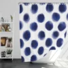 Watercolor Navy Blue Polka Dots Shower Curtain