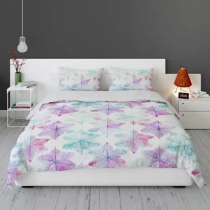 Watercolor Pink Purple Blue Snowflakes Bedding Set 1