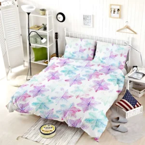 Watercolor Pink Purple Blue Snowflakes Bedding Set