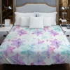 Watercolor Pink Purple Blue Snowflakes Duvet Cover